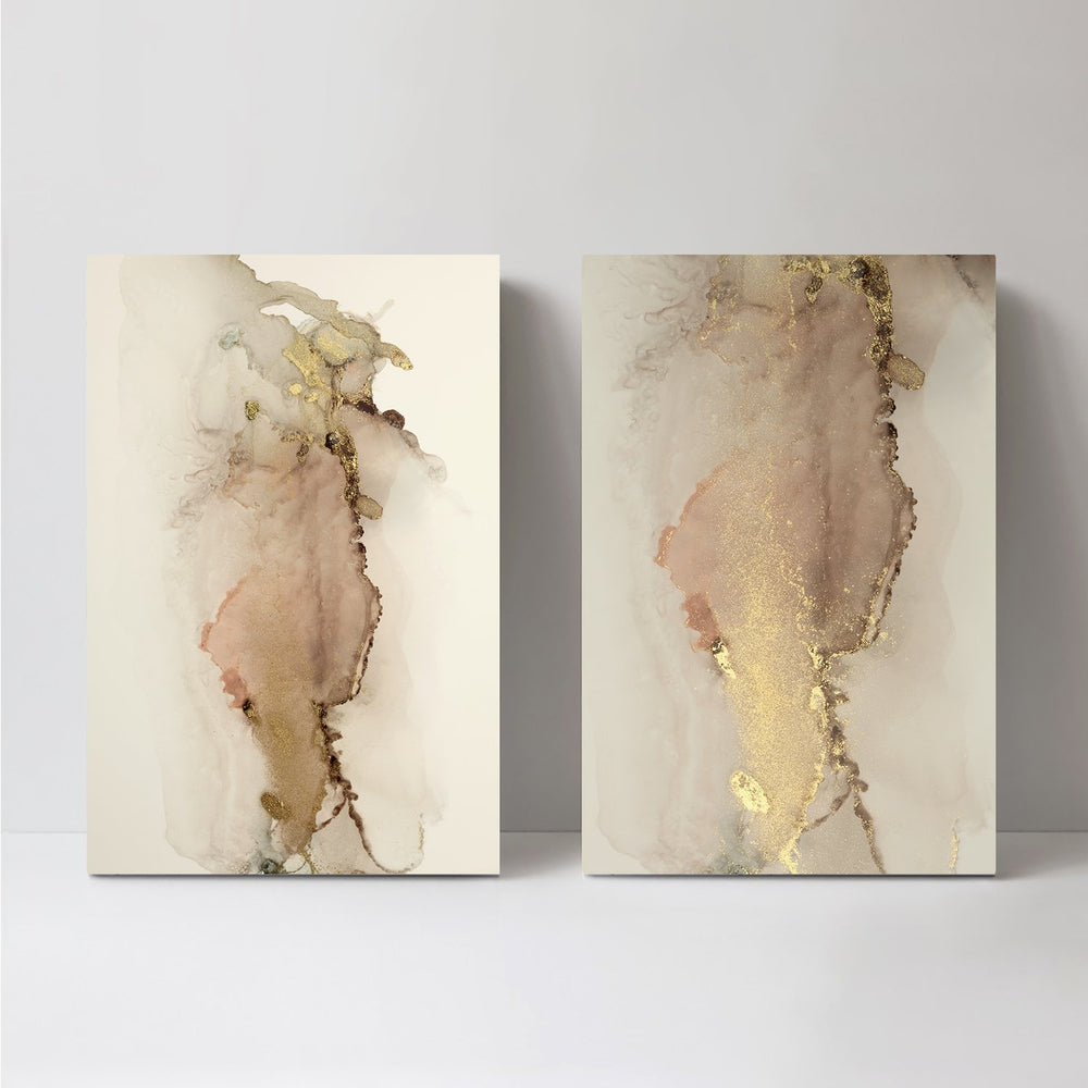 wall-art-print-canvas-poster-framed-Blush And Gold Abstract, Set Of 2, Style B-by-Gioia Wall Art-Gioia Wall Art