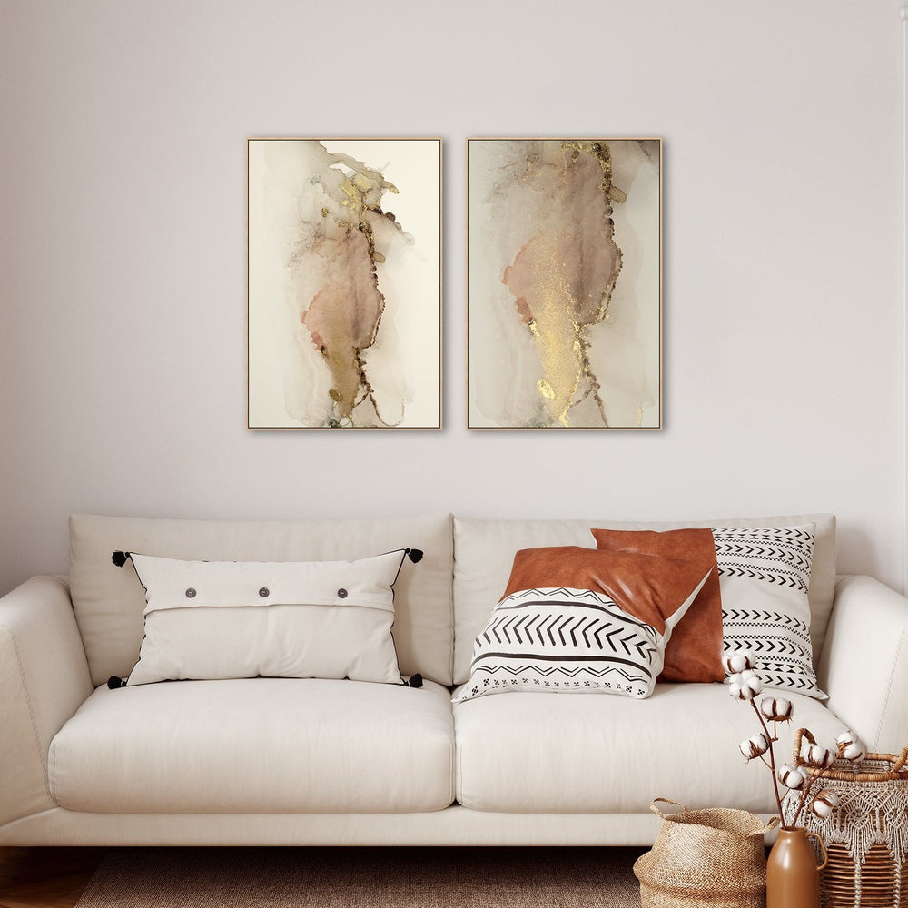 wall-art-print-canvas-poster-framed-Blush And Gold Abstract, Set Of 2, Style B-by-Gioia Wall Art-Gioia Wall Art