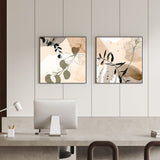 wall-art-print-canvas-poster-framed-Botanical Beige, Style A & B, Set Of 2-GIOIA-WALL-ART