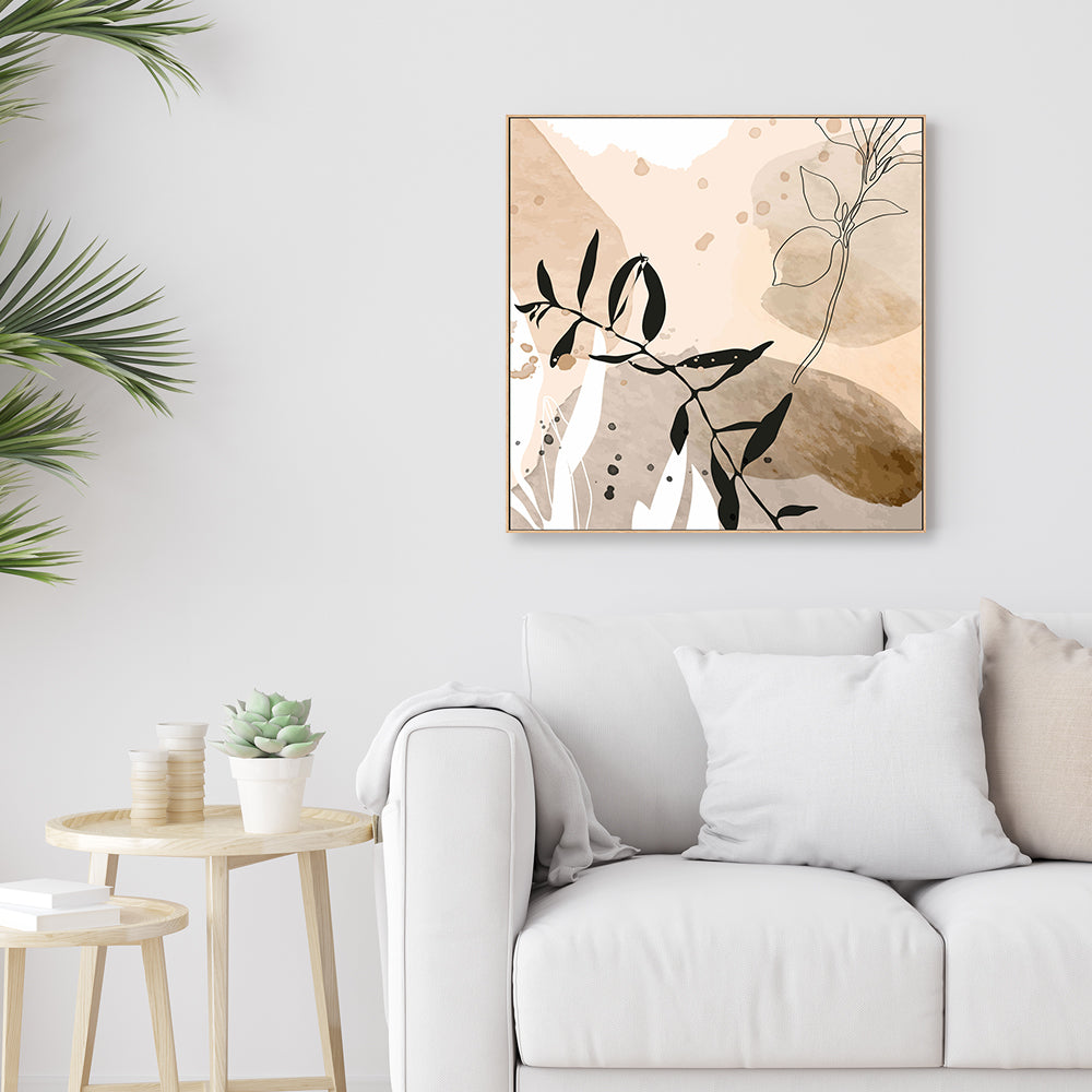 wall-art-print-canvas-poster-framed-Botanical Beige, Style B-GIOIA-WALL-ART