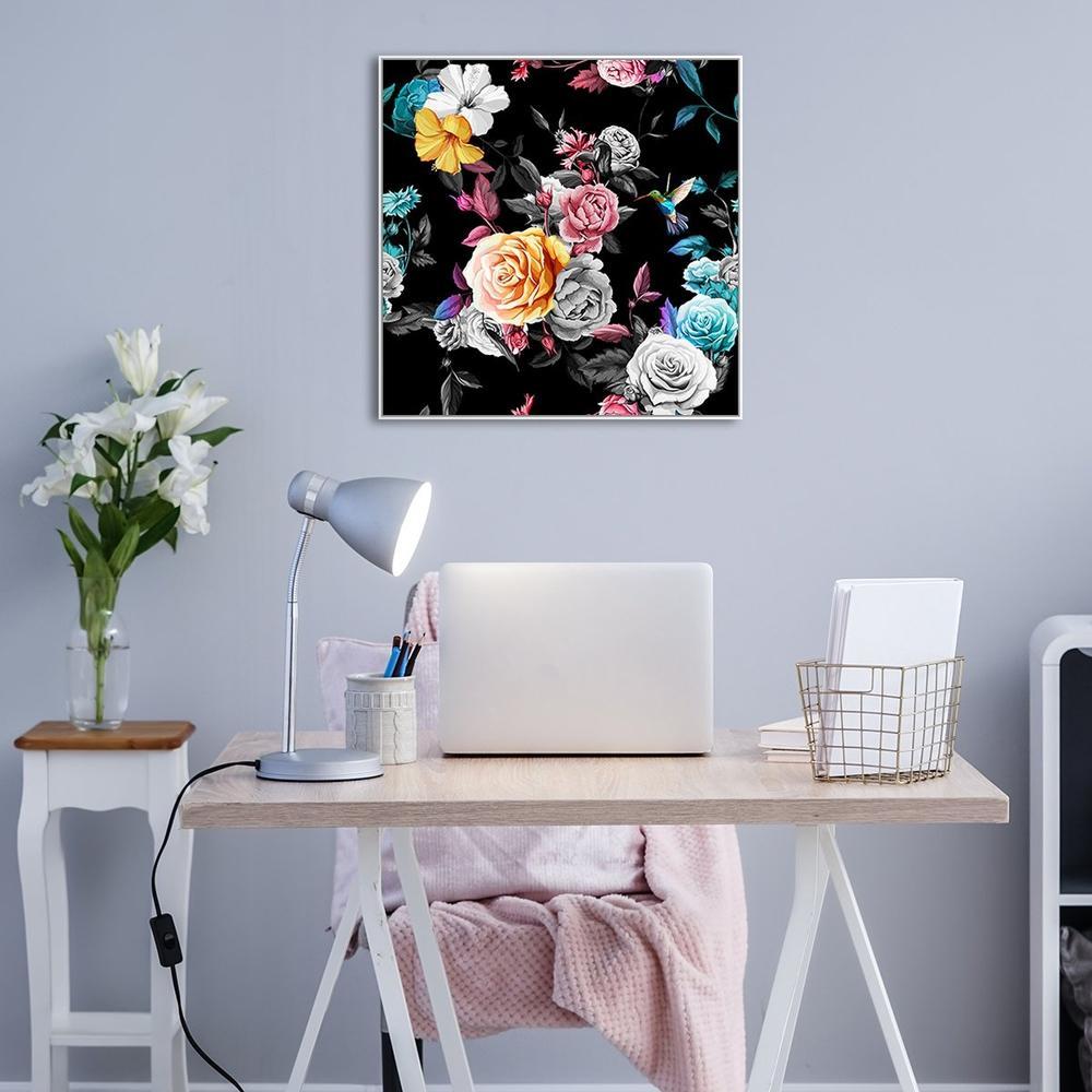 wall-art-print-canvas-poster-framed-Bouquet And Hummingbird-by-Gioia Wall Art-Gioia Wall Art