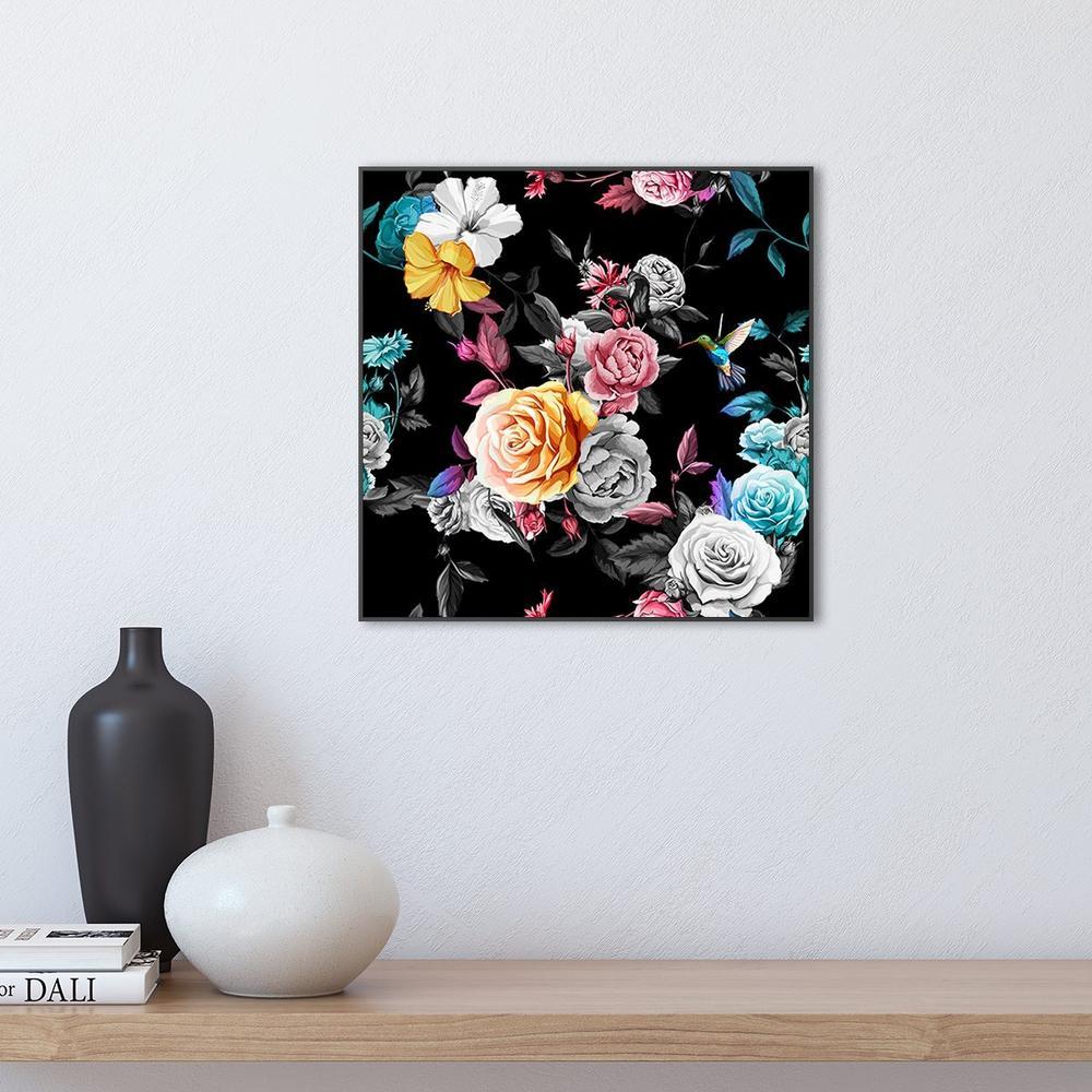 wall-art-print-canvas-poster-framed-Bouquet And Hummingbird-by-Gioia Wall Art-Gioia Wall Art