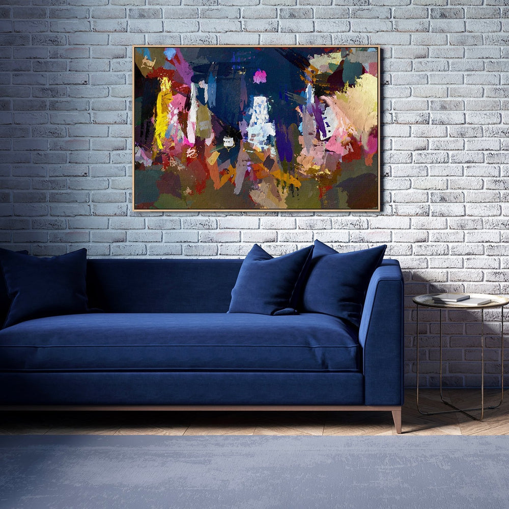 wall-art-print-canvas-poster-framed-City At Night, Abstract Painting-by-Gioia Wall Art-Gioia Wall Art