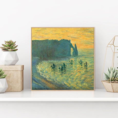 wall-art-print-canvas-poster-framed-Cliffs At Etretat, By Monet-by-Gioia Wall Art-Gioia Wall Art