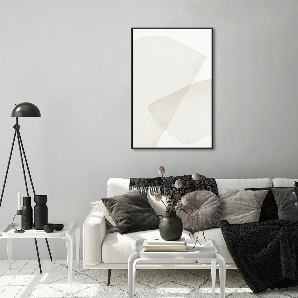 wall-art-print-canvas-poster-framed-Cloudy Arvo, Beige Abstract, Style B-by-Gioia Wall Art-Gioia Wall Art