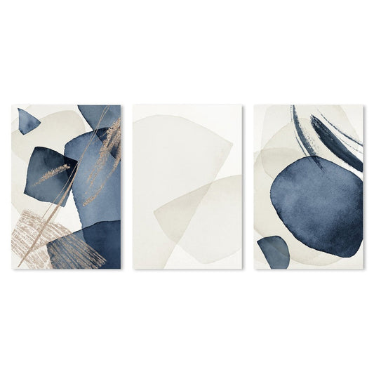 wall-art-print-canvas-poster-framed-Cloudy Arvo, Blue And Beige Abstract, Set Of 3-by-Gioia Wall Art-Gioia Wall Art