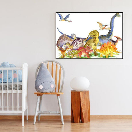 wall-art-print-canvas-poster-framed-Dinosaurs, Watercolour Painting Style-by-Gioia Wall Art-Gioia Wall Art