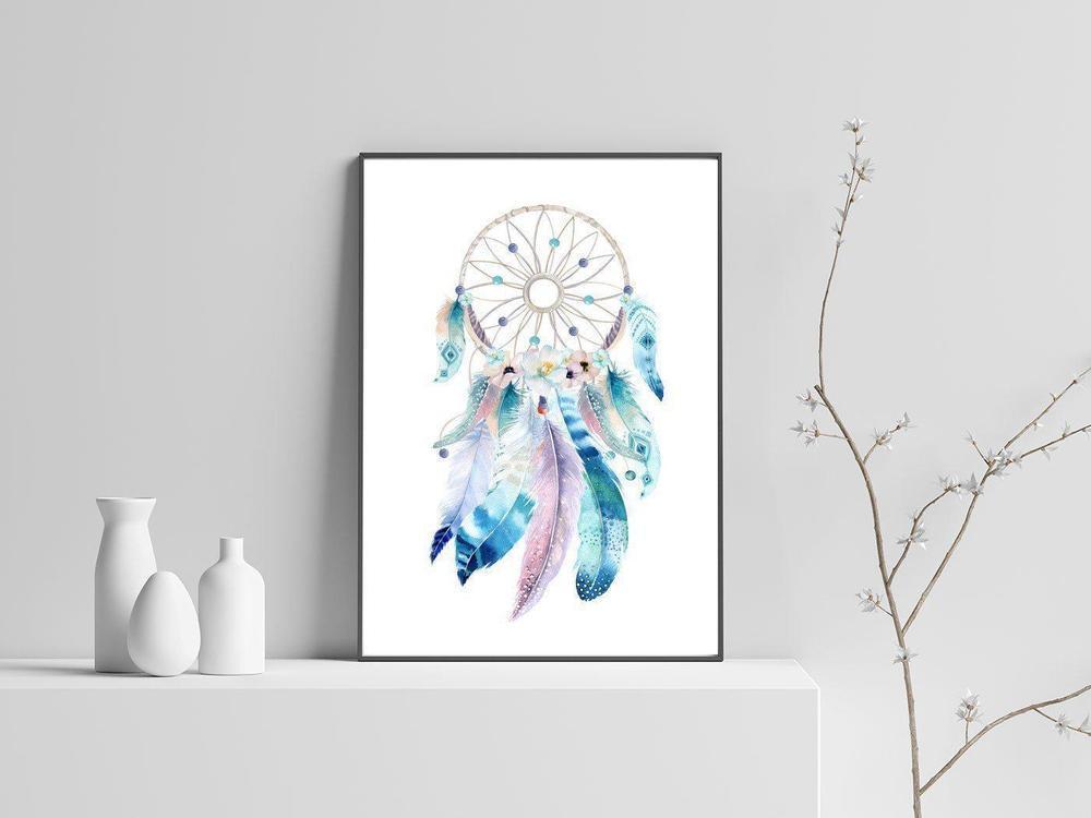 wall-art-print-canvas-poster-framed-Dreamcatcher, Watercolour-by-Gioia Wall Art-Gioia Wall Art