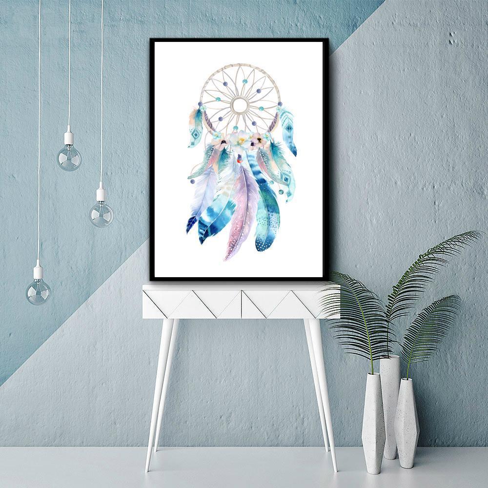 wall-art-print-canvas-poster-framed-Dreamcatcher, Watercolour-by-Gioia Wall Art-Gioia Wall Art