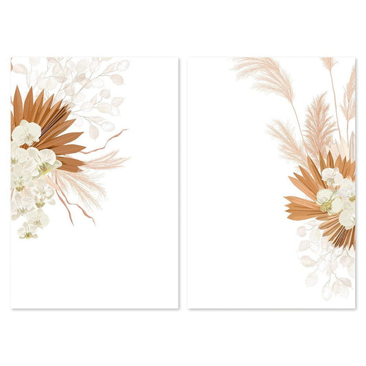 wall-art-print-canvas-poster-framed-Dry Flower Arrangement- Orchid, Pampas And Rusty Leaves, Set Of 2-by-Gioia Wall Art-Gioia Wall Art