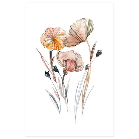 wall-art-print-canvas-poster-framed-Elegant Flowers In Pastel Colours, Watercolour Painting Style-by-Gioia Wall Art-Gioia Wall Art