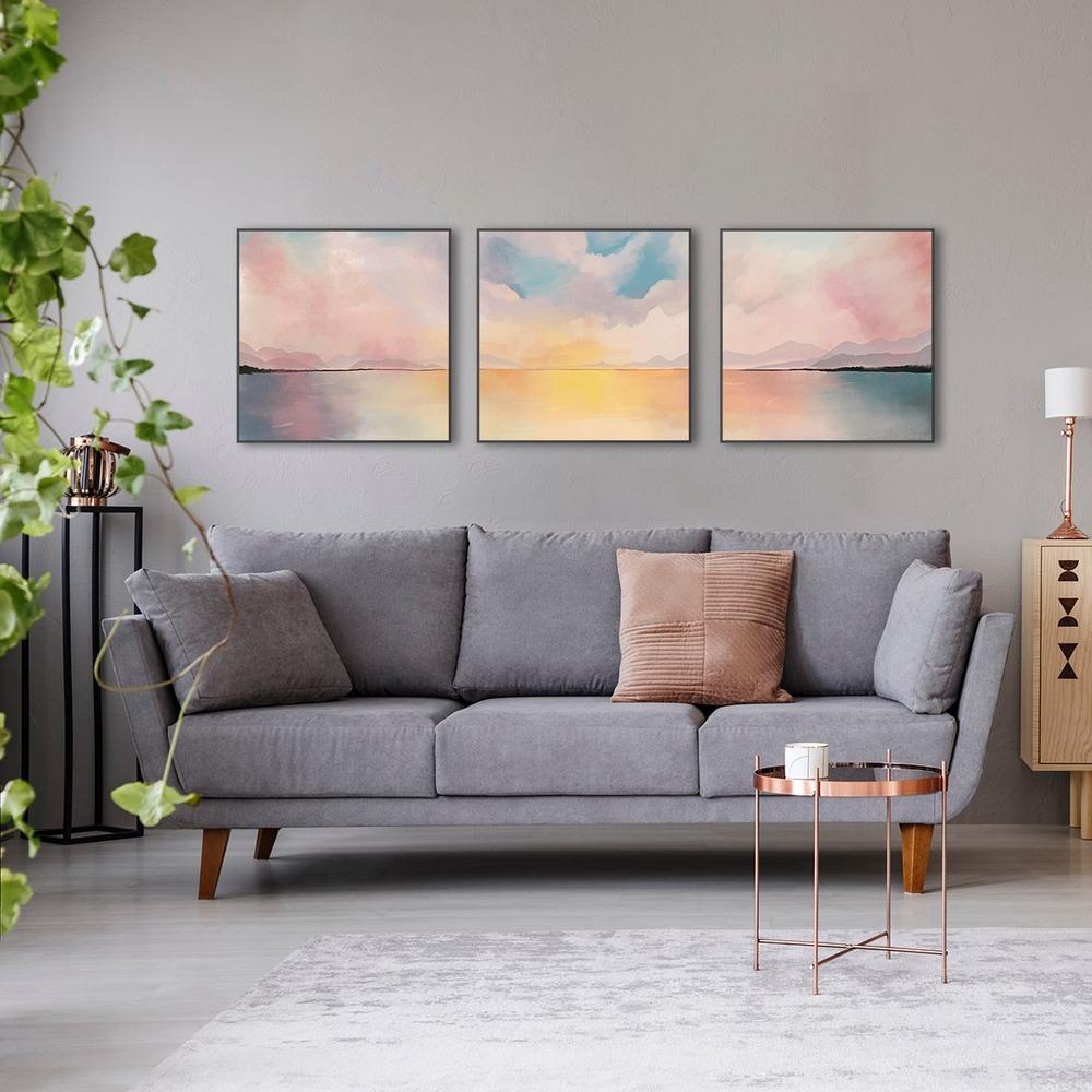 wall-art-print-canvas-poster-framed-Evening Glow, Landscape, Abstract, Set Of 3-by-Gioia Wall Art-Gioia Wall Art