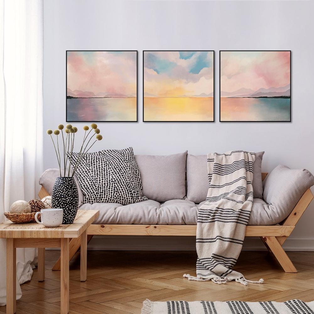 wall-art-print-canvas-poster-framed-Evening Glow, Landscape, Abstract, Set Of 3-by-Gioia Wall Art-Gioia Wall Art