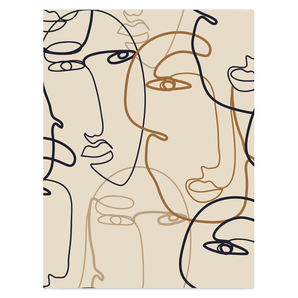 wall-art-print-canvas-poster-framed-Faces, Line Art-by-Gioia Wall Art-Gioia Wall Art