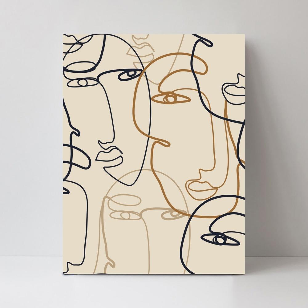 wall-art-print-canvas-poster-framed-Faces, Line Art-by-Gioia Wall Art-Gioia Wall Art