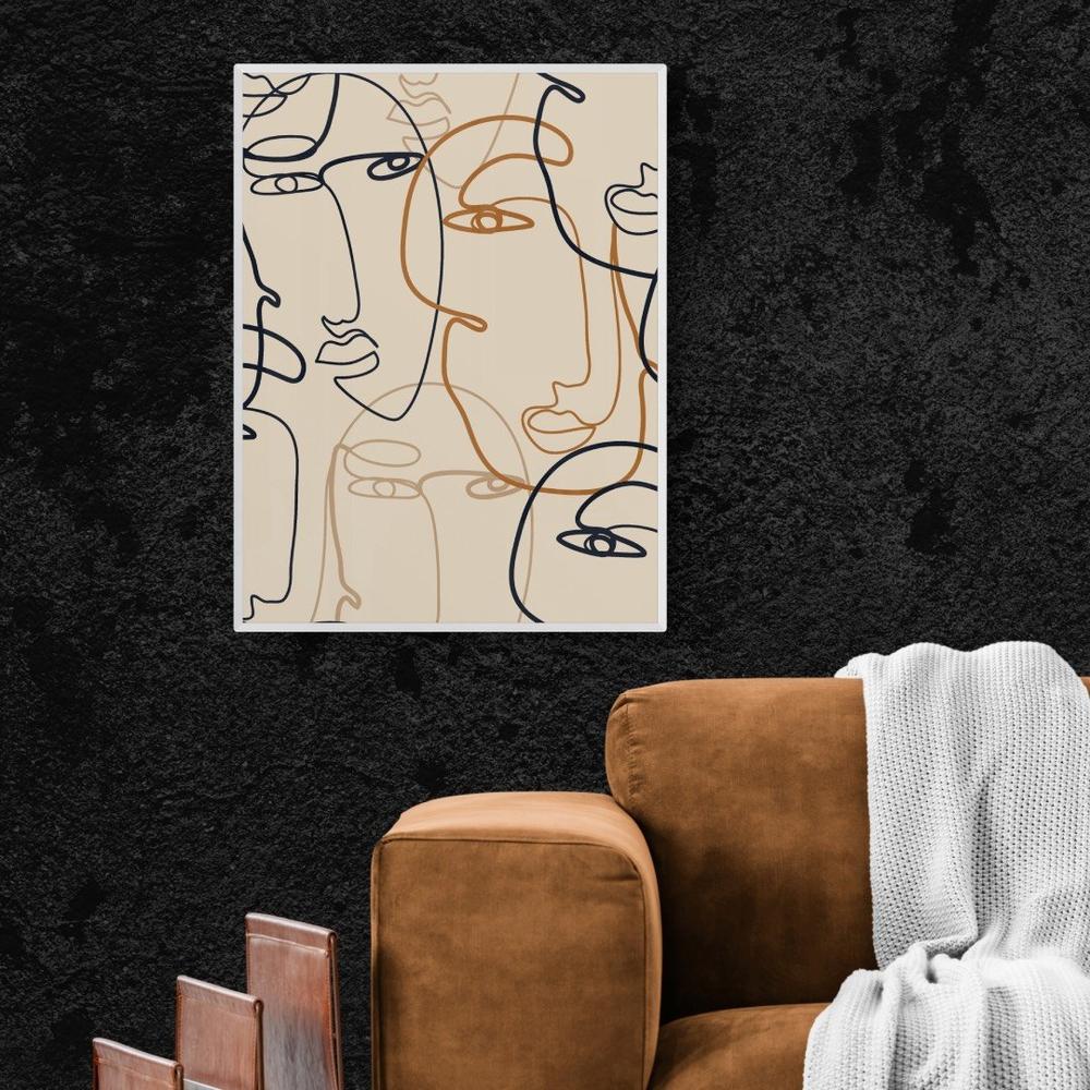 wall-art-print-canvas-poster-framed-Faces, Line Art-by-Gioia Wall Art-Gioia Wall Art