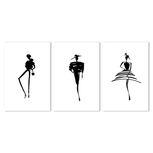 wall-art-print-canvas-poster-framed-Fashion Sketch, Set Of 3-by-Gioia Wall Art-Gioia Wall Art