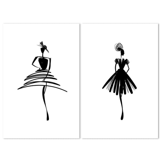 wall-art-print-canvas-poster-framed-Fashion Sketch, Style C, Set Of 2-by-Gioia Wall Art-Gioia Wall Art