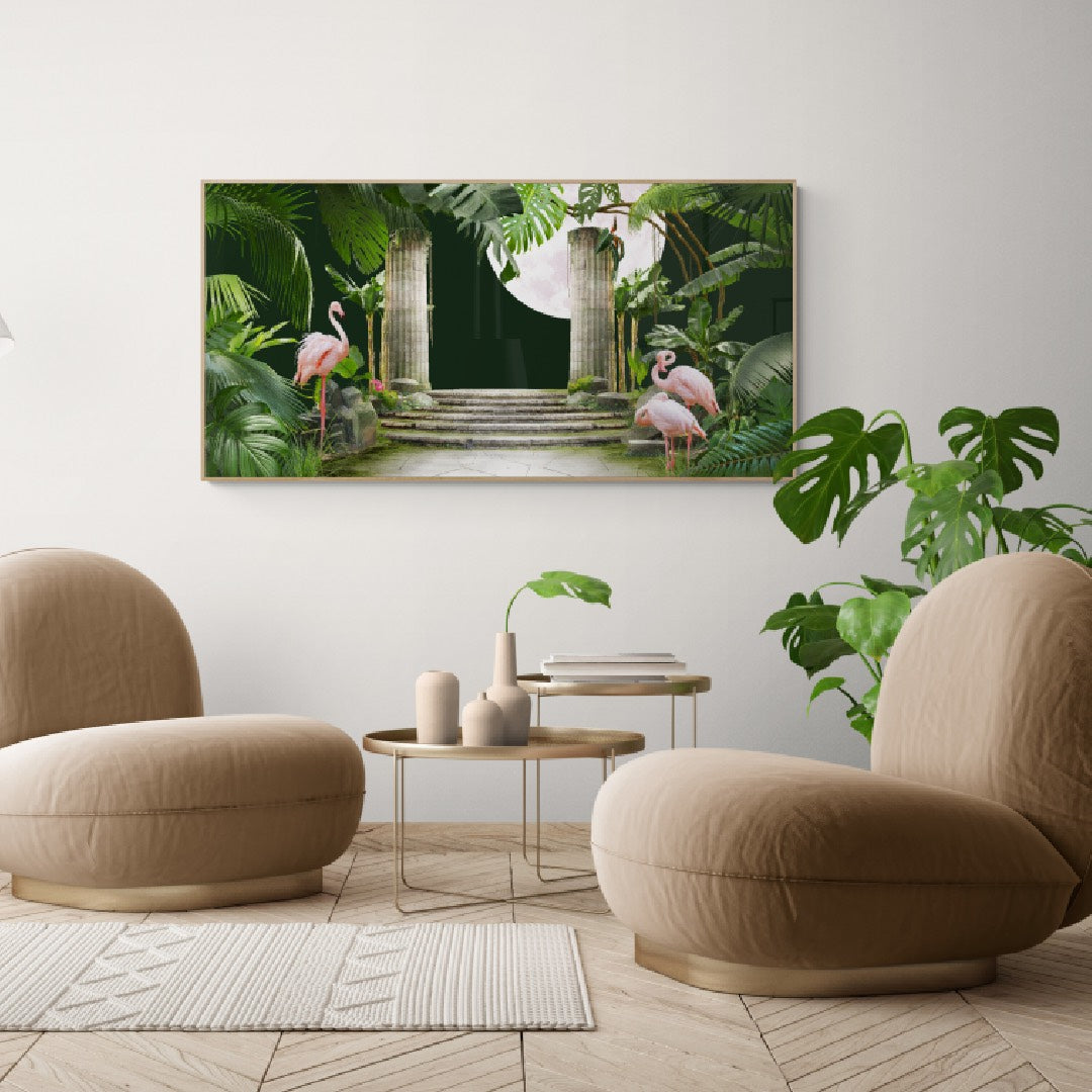 wall-art-print-canvas-poster-framed-Flamingo Jungle-by-Gioia Wall Art-Gioia Wall Art