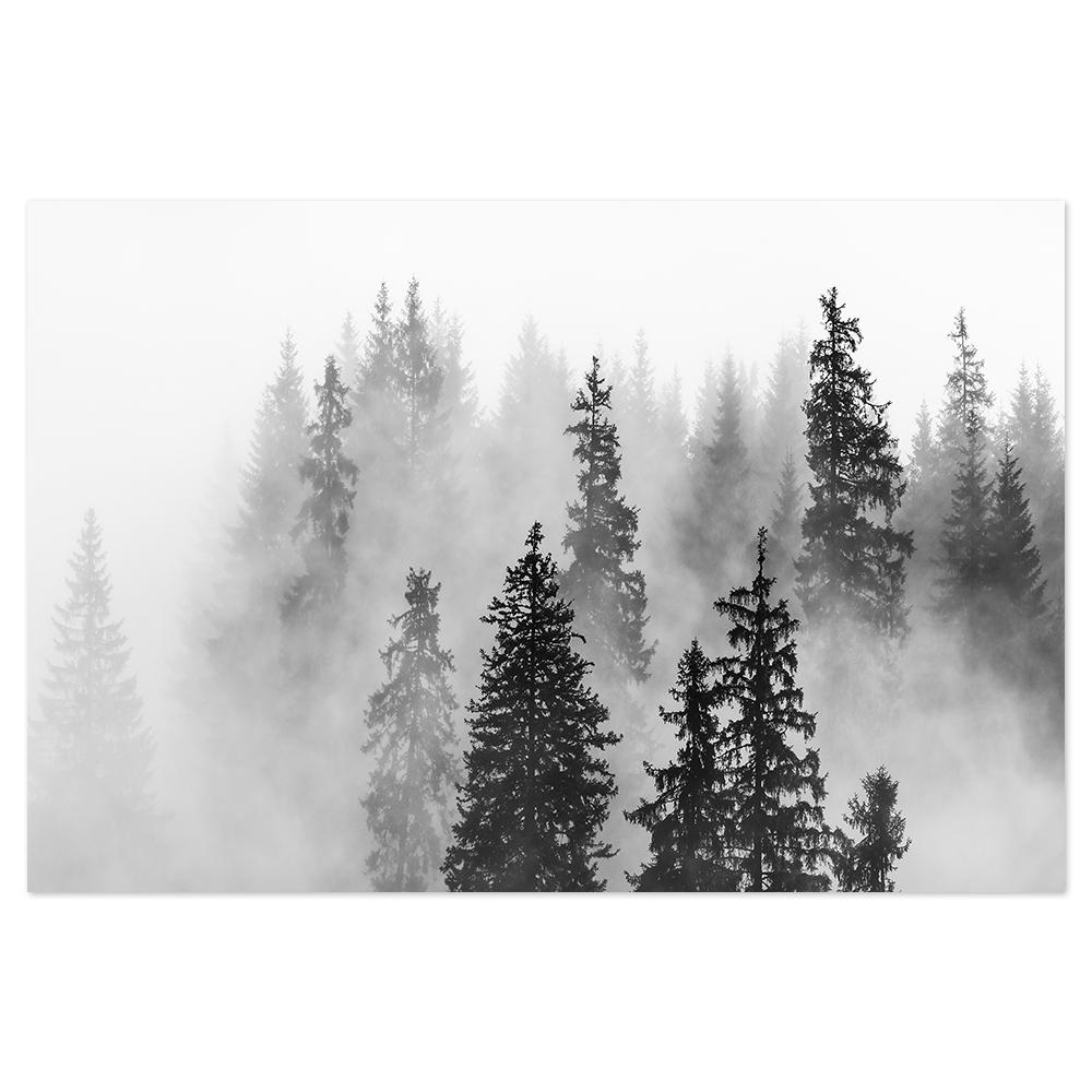 Foggy Forest, Monochrome Landscape-Framed-Canvas-Print-Poster-Gioia Wall Art