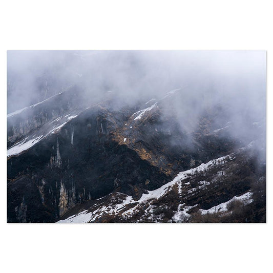 wall-art-print-canvas-poster-framed-Foggy Mountains With Snow-by-Gioia Wall Art-Gioia Wall Art