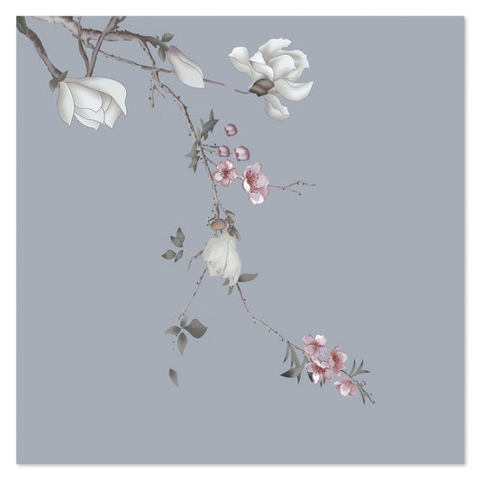 wall-art-print-canvas-poster-framed-Forcasting Spring, Magnolia And Peach Blossom In Blue Background, Style B-by-Gioia Wall Art-Gioia Wall Art