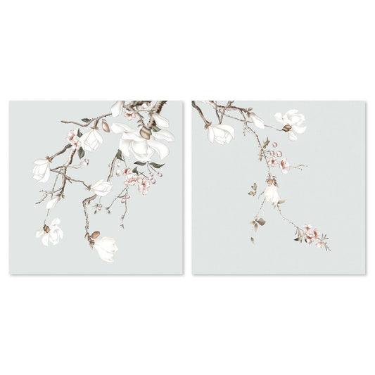 wall-art-print-canvas-poster-framed-Forcasting Spring, Magnolia And Peach Blossom In Pastel Green Background, Set Of 2-by-Gioia Wall Art-Gioia Wall Art