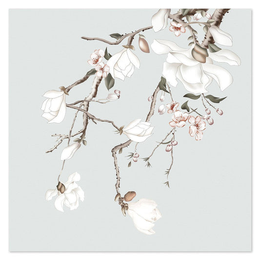 wall-art-print-canvas-poster-framed-Forcasting Spring, Magnolia And Peach Blossom In Pastel Green Background, Style A-by-Gioia Wall Art-Gioia Wall Art