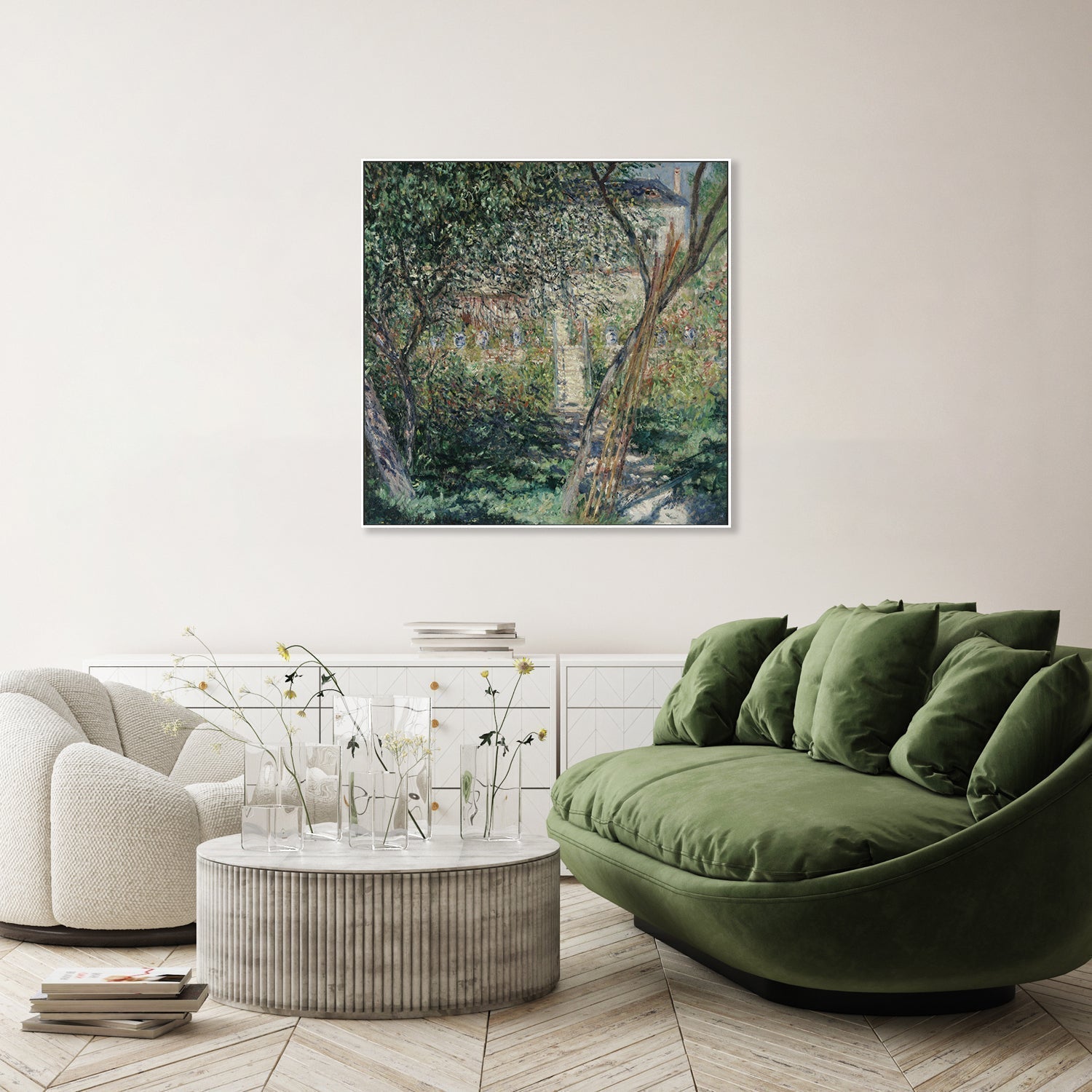 wall-art-print-canvas-poster-framed-Garden At Vetheuil , By Monet-by-Gioia Wall Art-Gioia Wall Art