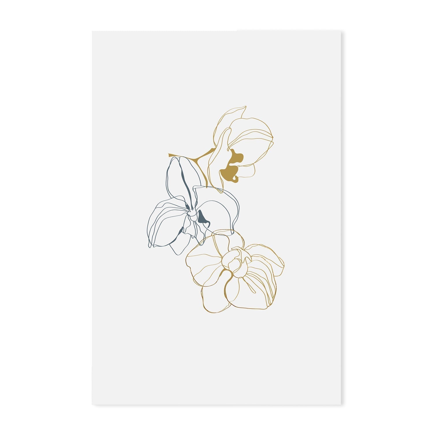 wall-art-print-canvas-poster-framed-Gold And Navy Floral Lines, Style A-GIOIA-WALL-ART