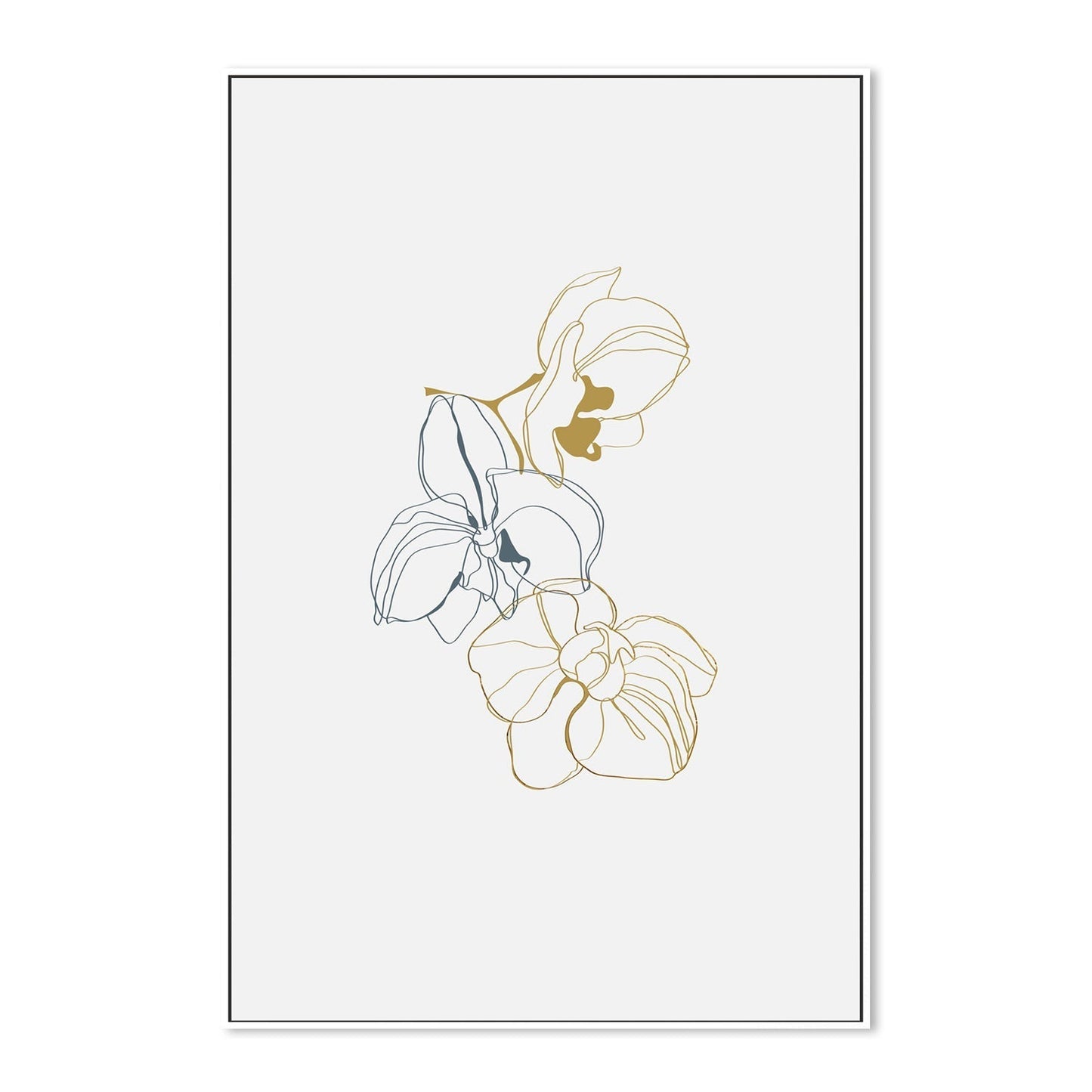 wall-art-print-canvas-poster-framed-Gold And Navy Floral Lines, Style A-GIOIA-WALL-ART