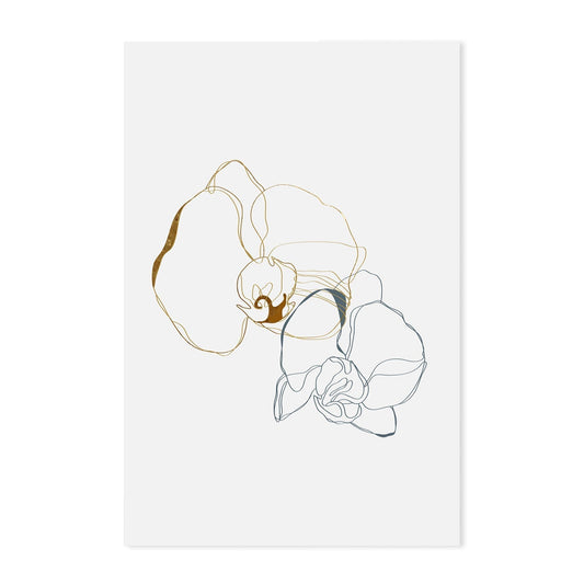 wall-art-print-canvas-poster-framed-Gold And Navy Floral Lines, Style B-GIOIA-WALL-ART