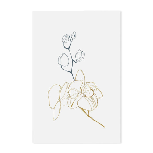 wall-art-print-canvas-poster-framed-Gold And Navy Floral Lines, Style C-GIOIA-WALL-ART