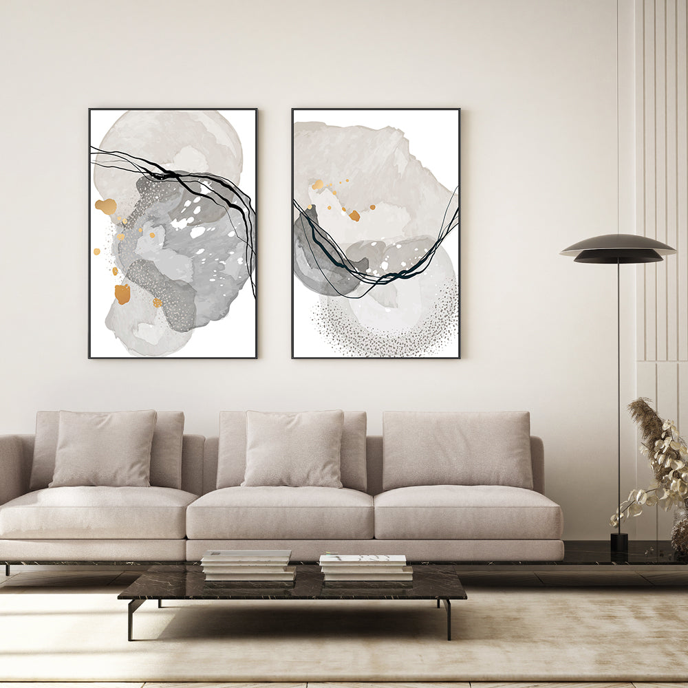 wall-art-print-canvas-poster-framed-Gold Dust, Style C & D, Set Of 2-GIOIA-WALL-ART