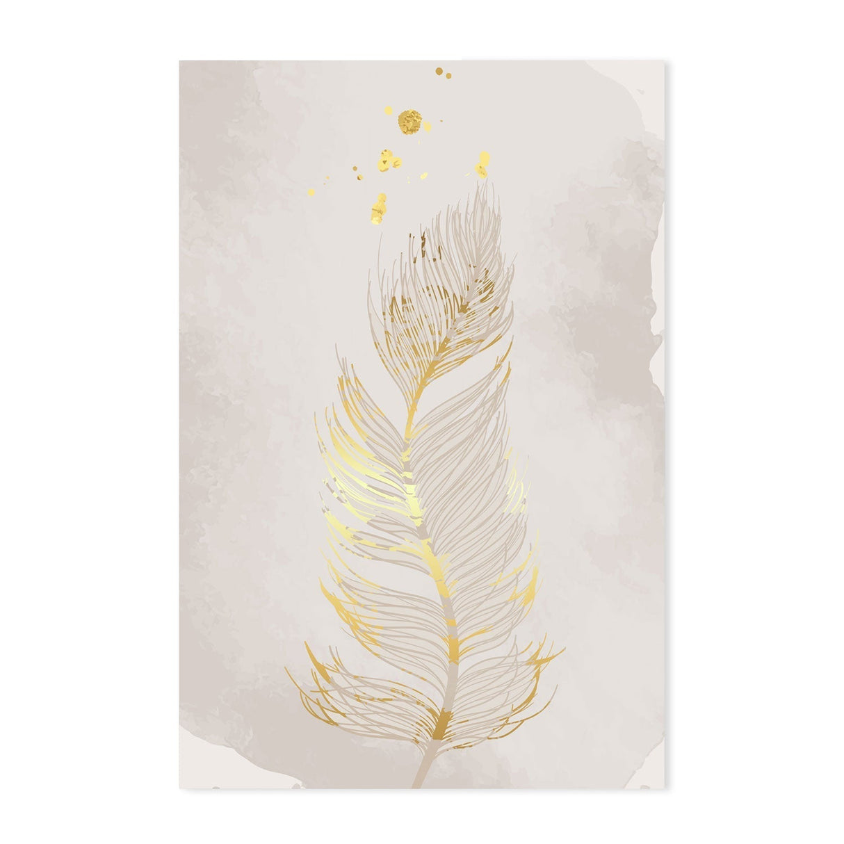 wall-art-print-canvas-poster-framed-Gold Feather, Style A, B & C, Set Of 3-GIOIA-WALL-ART