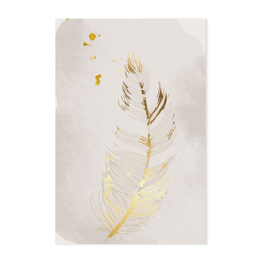 wall-art-print-canvas-poster-framed-Gold Feather, Style C-GIOIA-WALL-ART