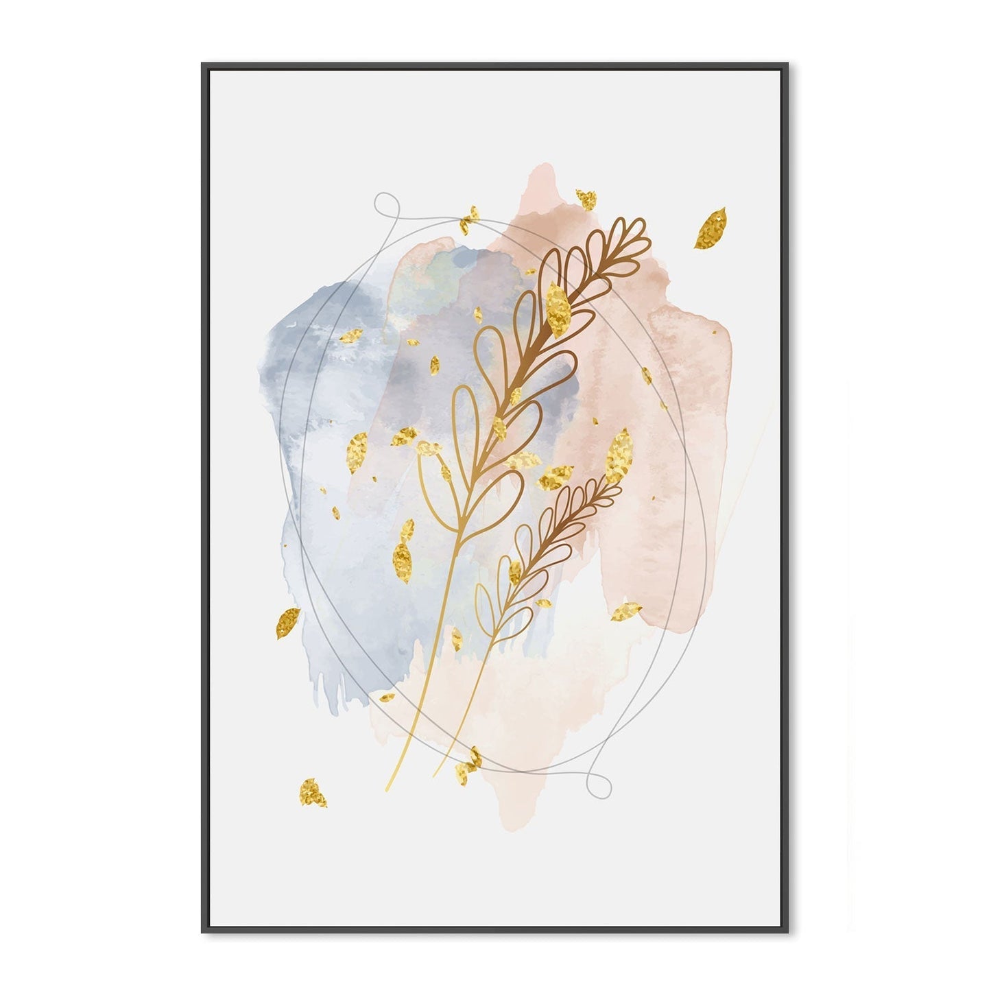 wall-art-print-canvas-poster-framed-Gold Leaf Pastel Abstract, Style A-GIOIA-WALL-ART