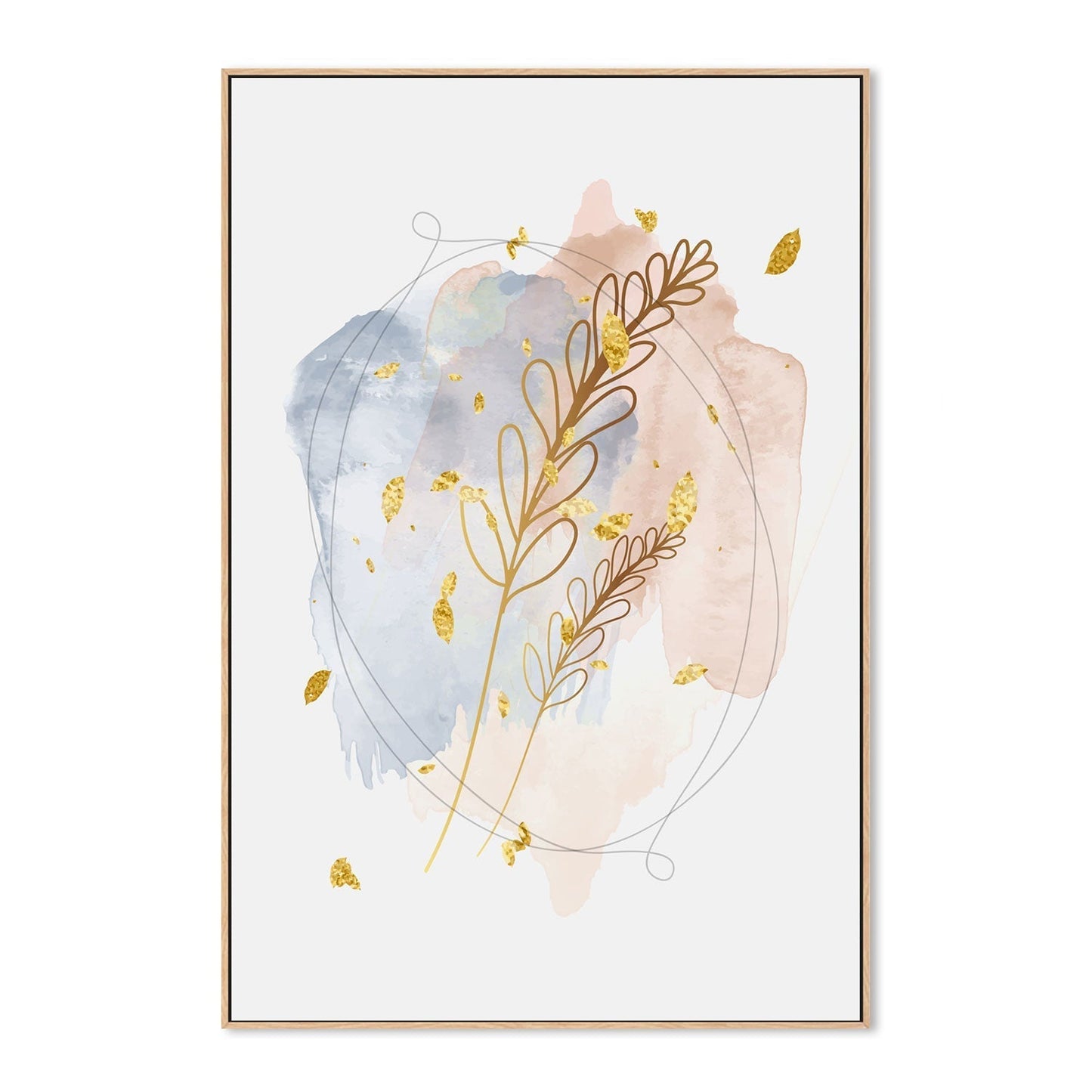 wall-art-print-canvas-poster-framed-Gold Leaf Pastel Abstract, Style A-GIOIA-WALL-ART