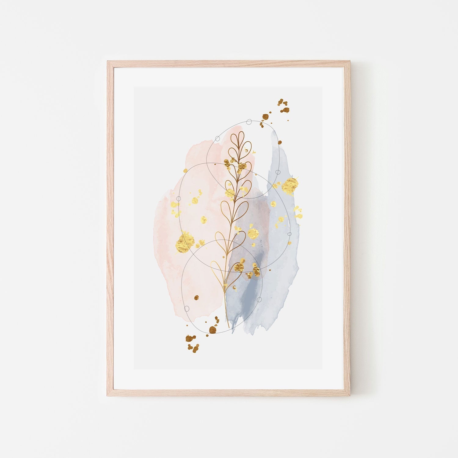 wall-art-print-canvas-poster-framed-Gold Leaf Pastel Abstract, Style B-GIOIA-WALL-ART