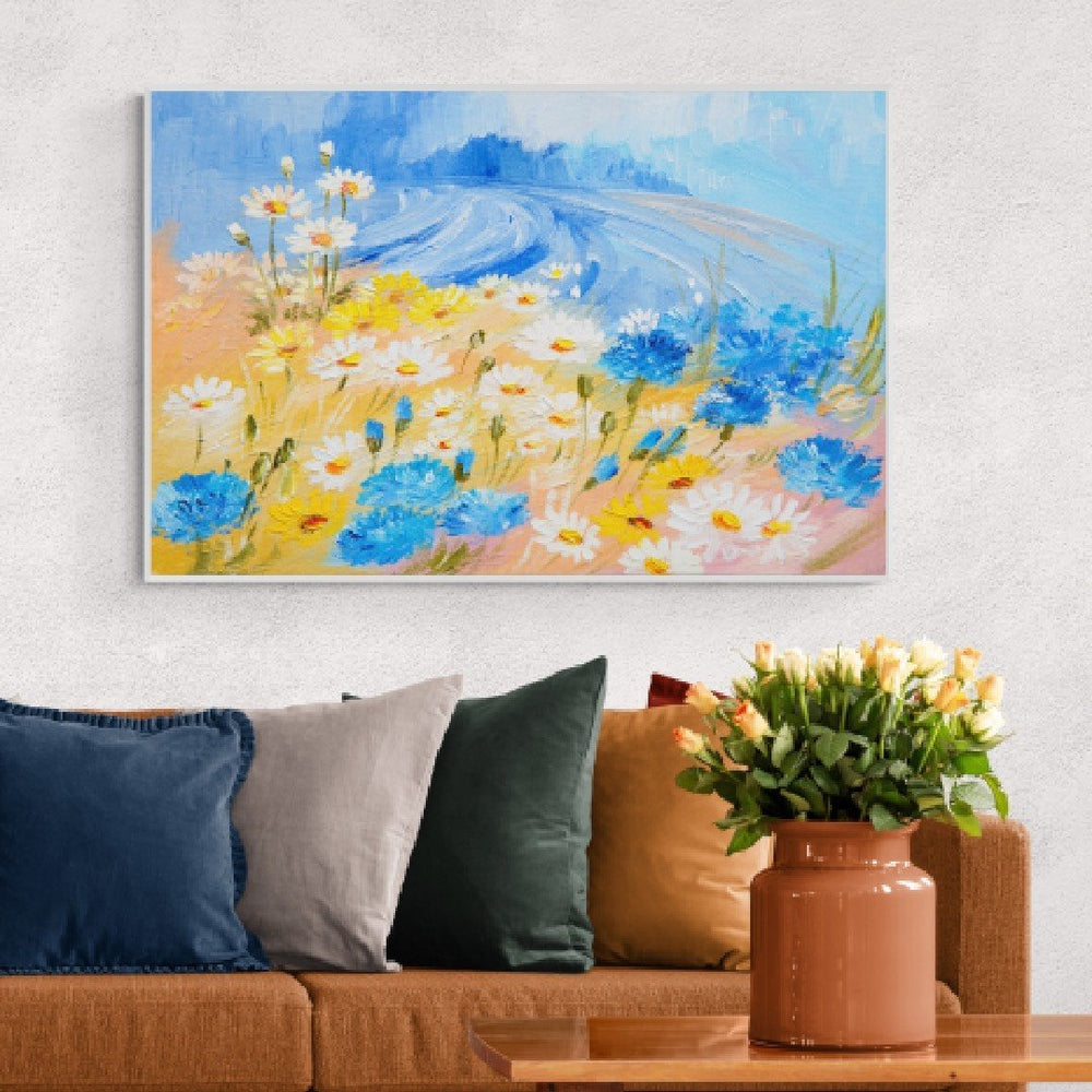 wall-art-print-canvas-poster-framed-Golden Blooms And Blue Skys-by-Gioia Wall Art-Gioia Wall Art