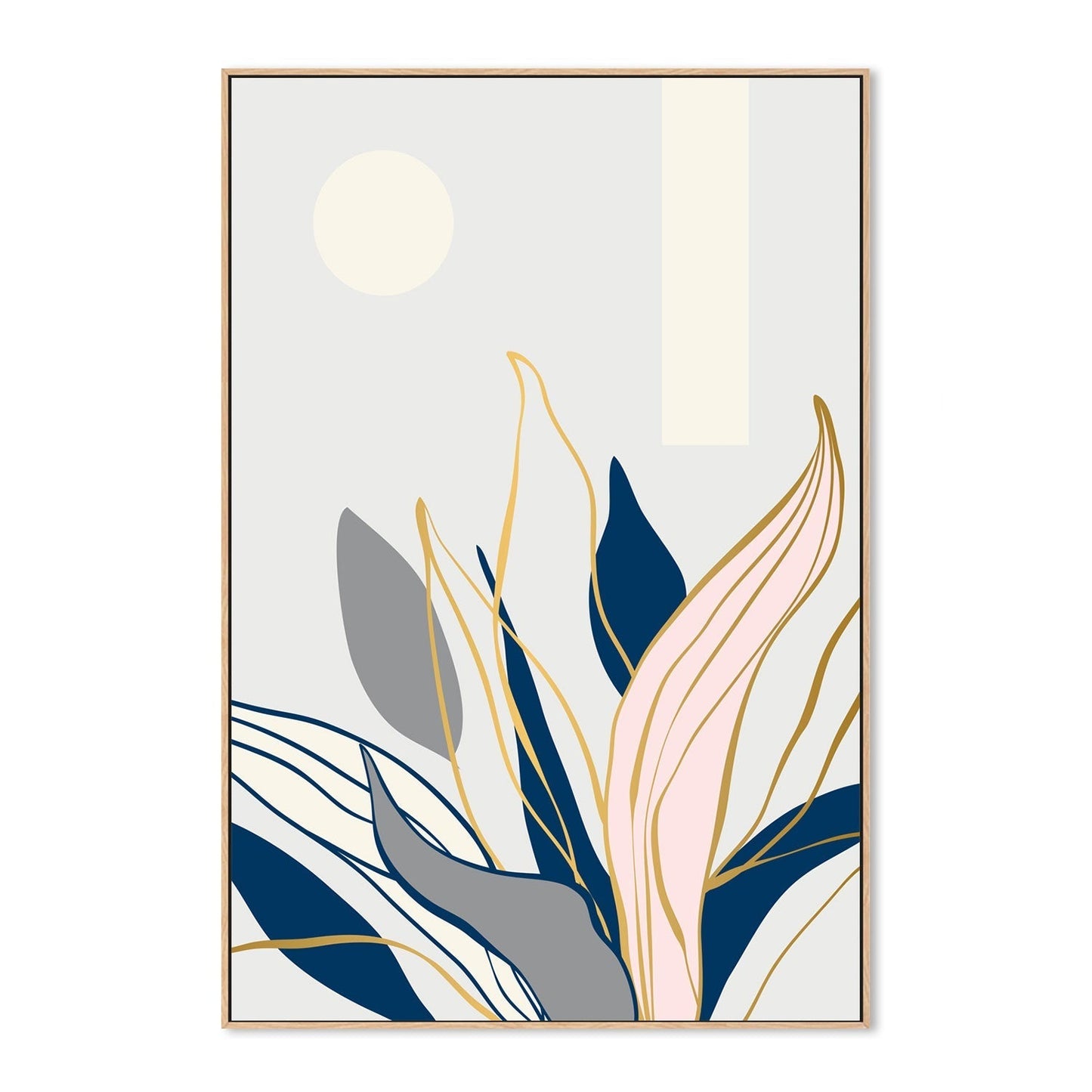 wall-art-print-canvas-poster-framed-Golden Navy Plants, Style A-GIOIA-WALL-ART