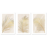 wall-art-print-canvas-poster-framed-Golden Palm Leaf, Style A, B & C, Set Of 3-GIOIA-WALL-ART