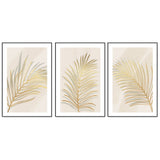 wall-art-print-canvas-poster-framed-Golden Palm Leaf, Style A, B & C, Set Of 3-GIOIA-WALL-ART