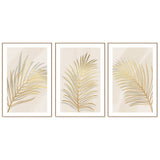 wall-art-print-canvas-poster-framed-Golden Palm Leaf, Style A, B & C, Set Of 3-GIOIA-WALL-ART