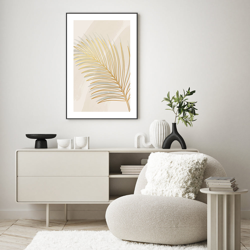 wall-art-print-canvas-poster-framed-Golden Palm Leaf, Style B-GIOIA-WALL-ART
