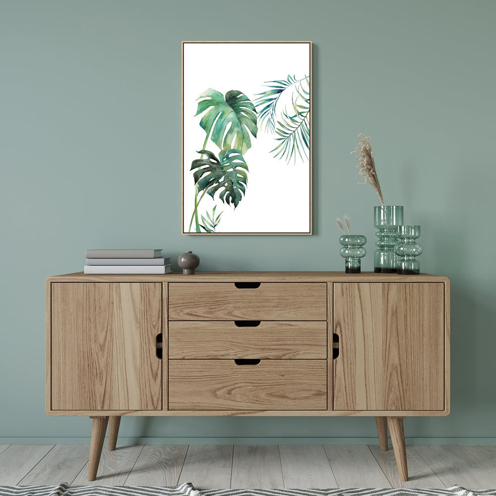 wall-art-print-canvas-poster-framed-Green Tropical Leaves, Set Of 2-by-Gioia Wall Art-Gioia Wall Art