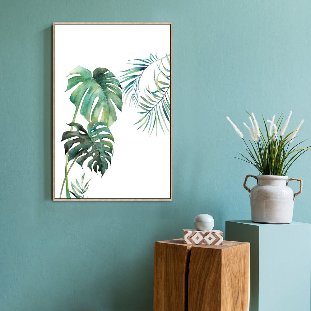 wall-art-print-canvas-poster-framed-Green Tropical Leaves, Set Of 2-by-Gioia Wall Art-Gioia Wall Art