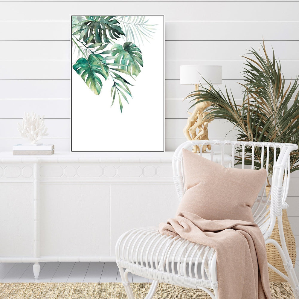 wall-art-print-canvas-poster-framed-Green Tropical Leaves, Set Of 2-by-Gioia Wall Art-Gioia Wall Art