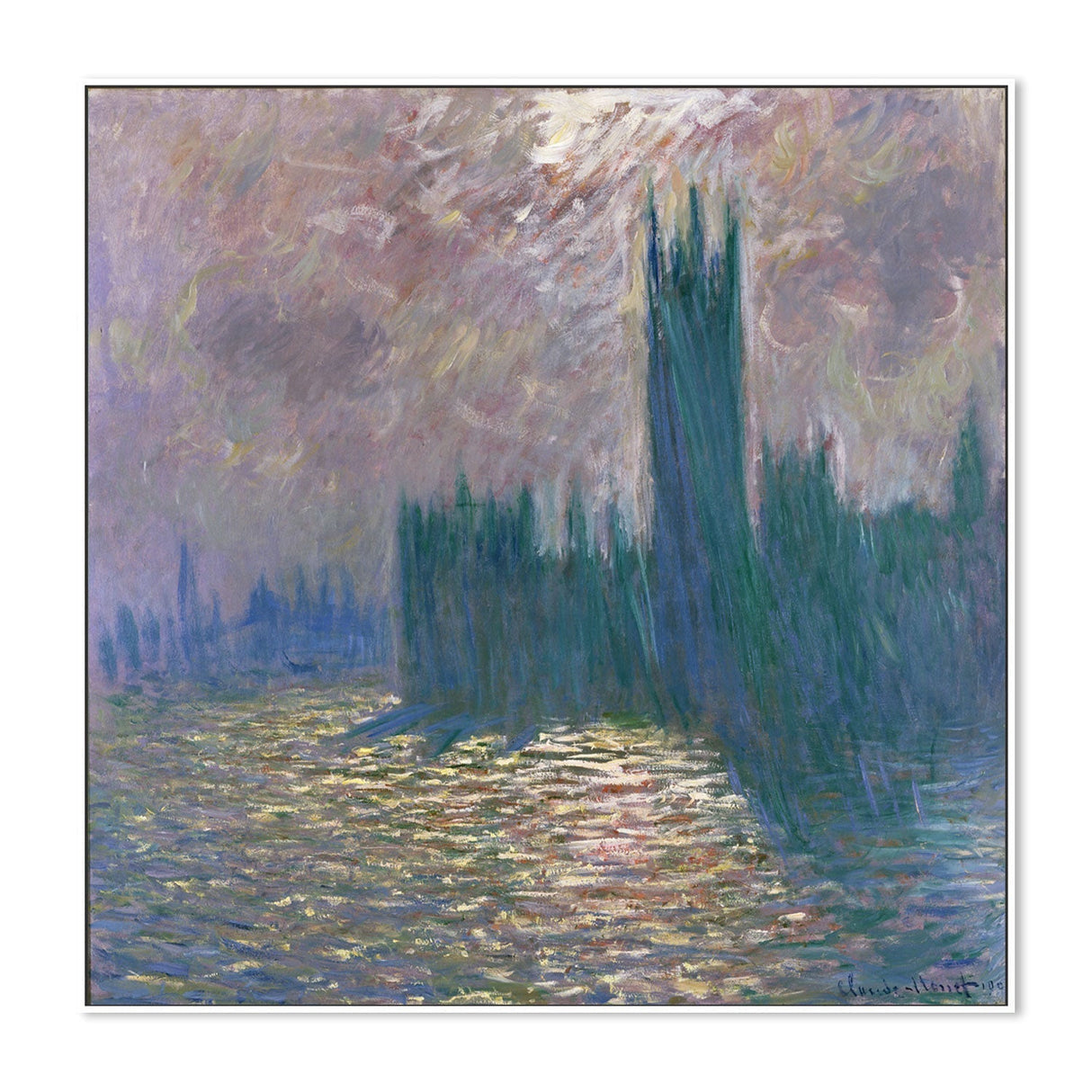 wall-art-print-canvas-poster-framed-Houses of Parliament Reflection of the Thames 1900 , By Monet-by-Gioia Wall Art-Gioia Wall Art