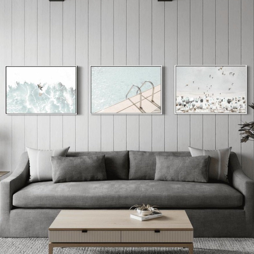 Immersed In Beach and Pool, Set Of 3-Gioia-Prints-Framed-Canvas-Poster-GIOIA-WALL-ART